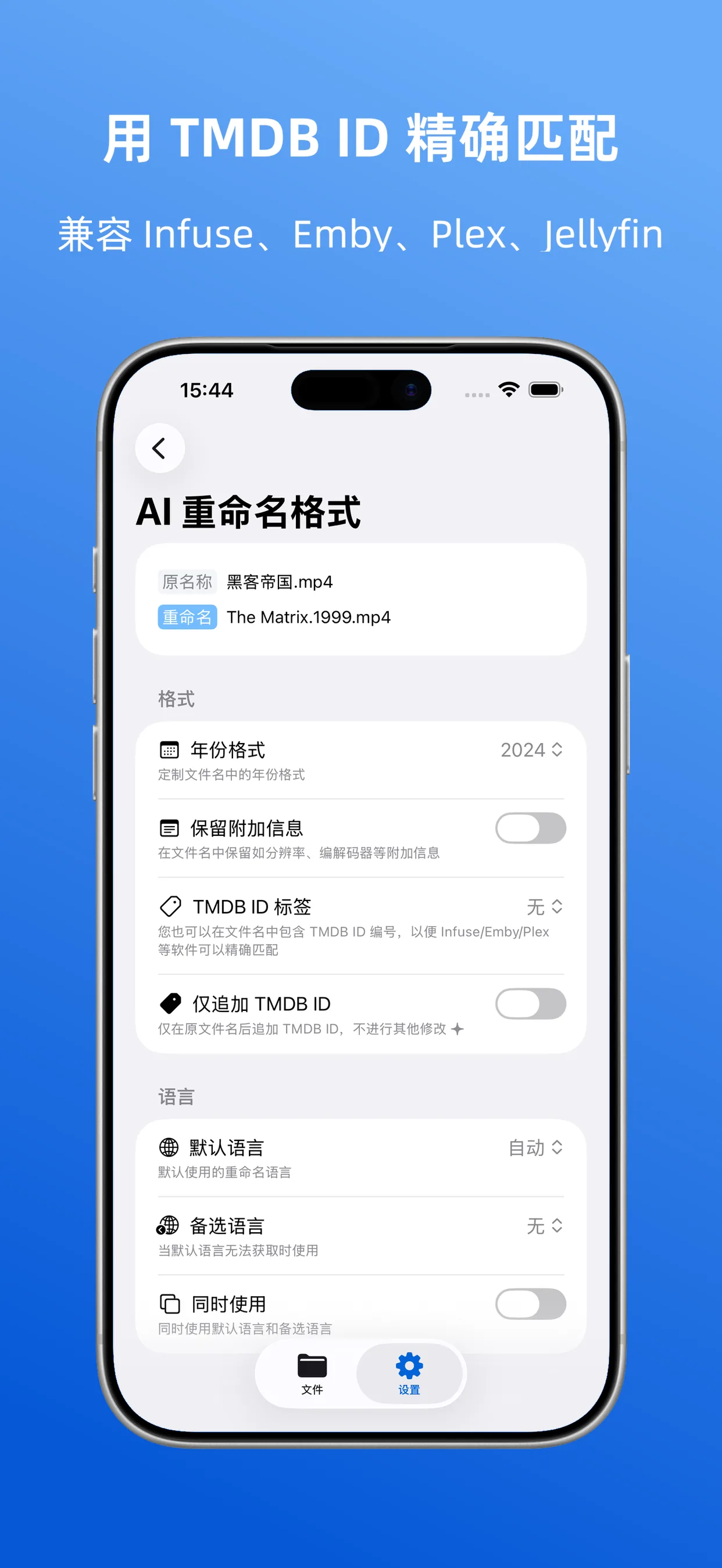 VRenamer 剧集命名格式设置界面